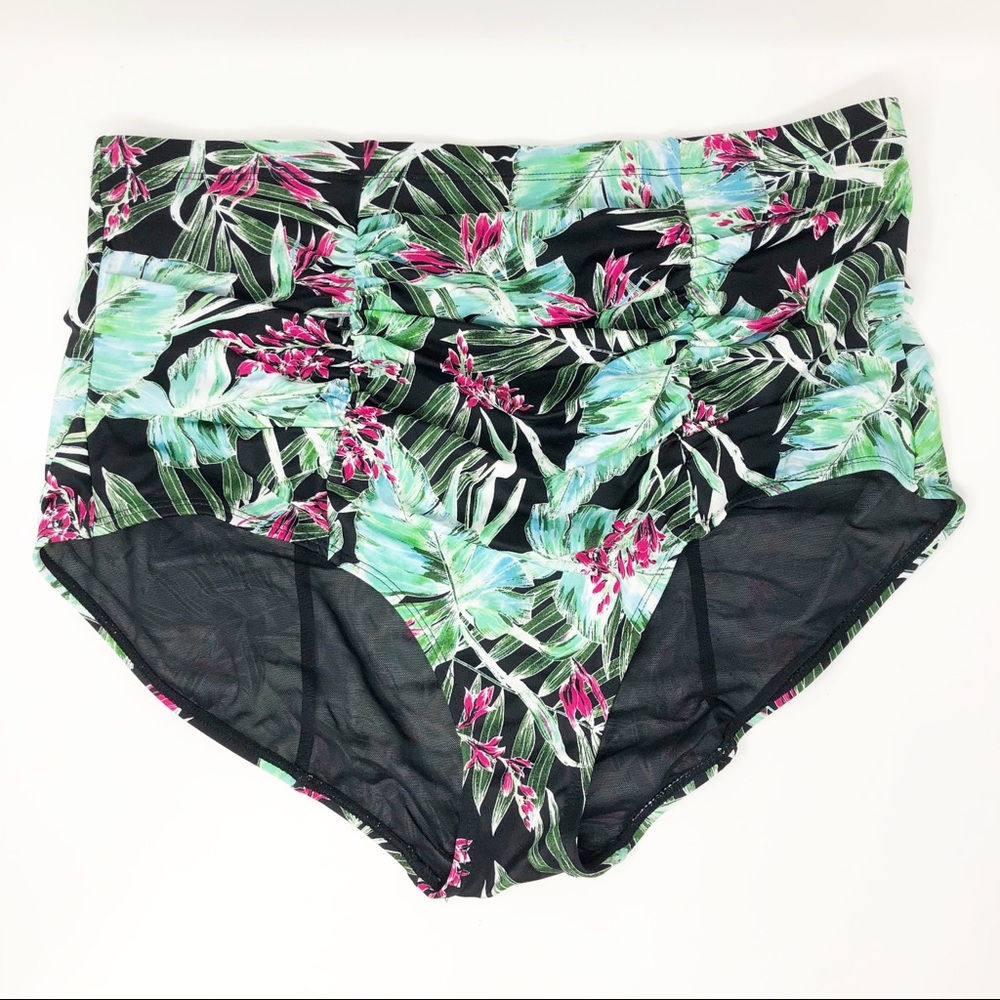 Torrid Tropical Print Ruched Swim Bottom LN Sz 1